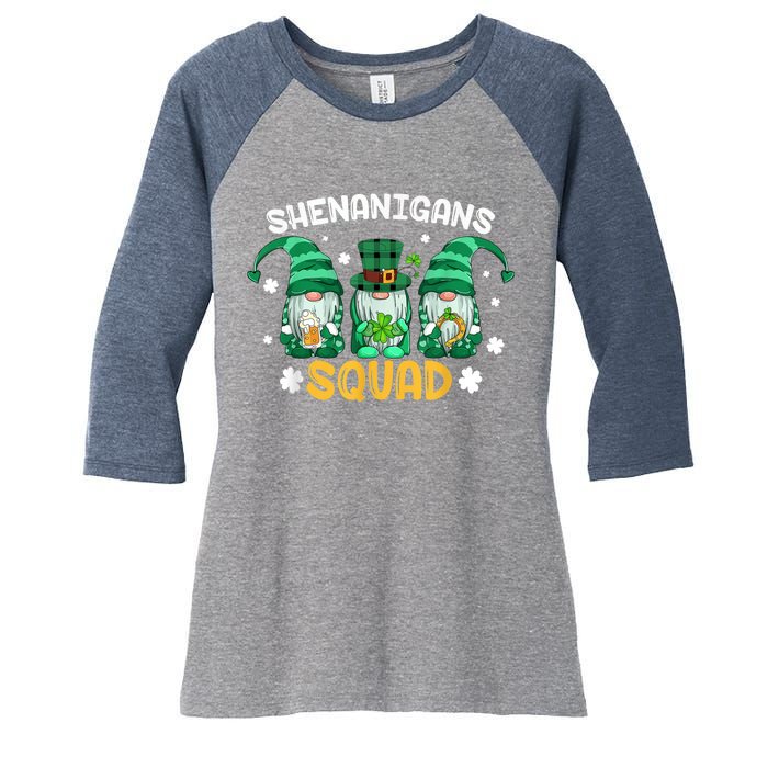 Shenanigans Squad St Patricks Day Gnomes Green Proud Irish Women's Tri-Blend 3/4-Sleeve Raglan Shirt