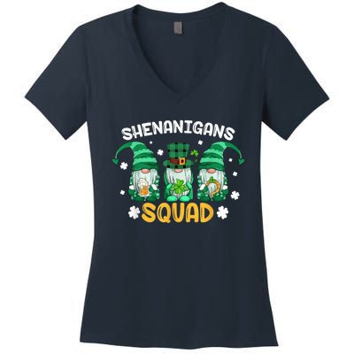 Shenanigans Squad St Patricks Day Gnomes Green Proud Irish Women's V-Neck T-Shirt