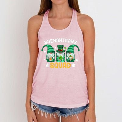 Shenanigans Squad St Patricks Day Gnomes Green Proud Irish Women's Knotted Racerback Tank