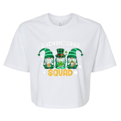 Shenanigans Squad St Patricks Day Gnomes Green Proud Irish Bella+Canvas Jersey Crop Tee