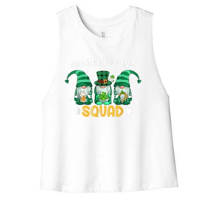 Shenanigans Squad St Patricks Day Gnomes Green Proud Irish Women's Racerback Cropped Tank