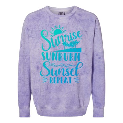 Sunrise Sunburn Sunset Repeat Summer Break Vacation Great Gift Colorblast Crewneck Sweatshirt