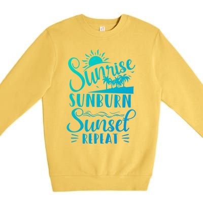 Sunrise Sunburn Sunset Repeat Summer Break Vacation Great Gift Premium Crewneck Sweatshirt