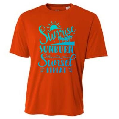 Sunrise Sunburn Sunset Repeat Summer Break Vacation Great Gift Cooling Performance Crew T-Shirt