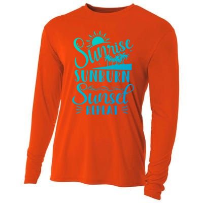 Sunrise Sunburn Sunset Repeat Summer Break Vacation Great Gift Cooling Performance Long Sleeve Crew