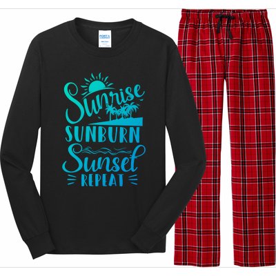 Sunrise Sunburn Sunset Repeat Summer Break Vacation Great Gift Long Sleeve Pajama Set