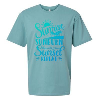 Sunrise Sunburn Sunset Repeat Summer Break Vacation Great Gift Sueded Cloud Jersey T-Shirt