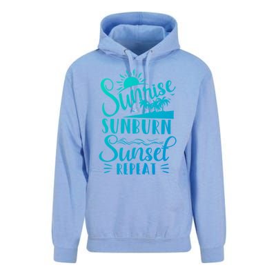 Sunrise Sunburn Sunset Repeat Summer Break Vacation Great Gift Unisex Surf Hoodie