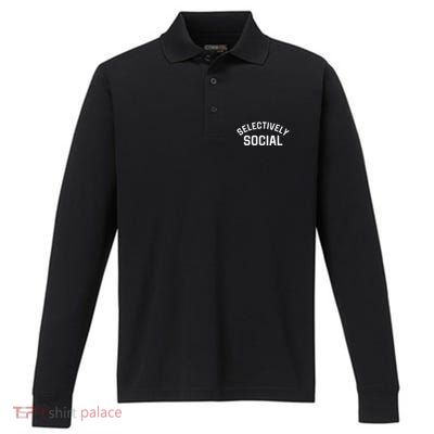 Selectively Social Performance Long Sleeve Polo