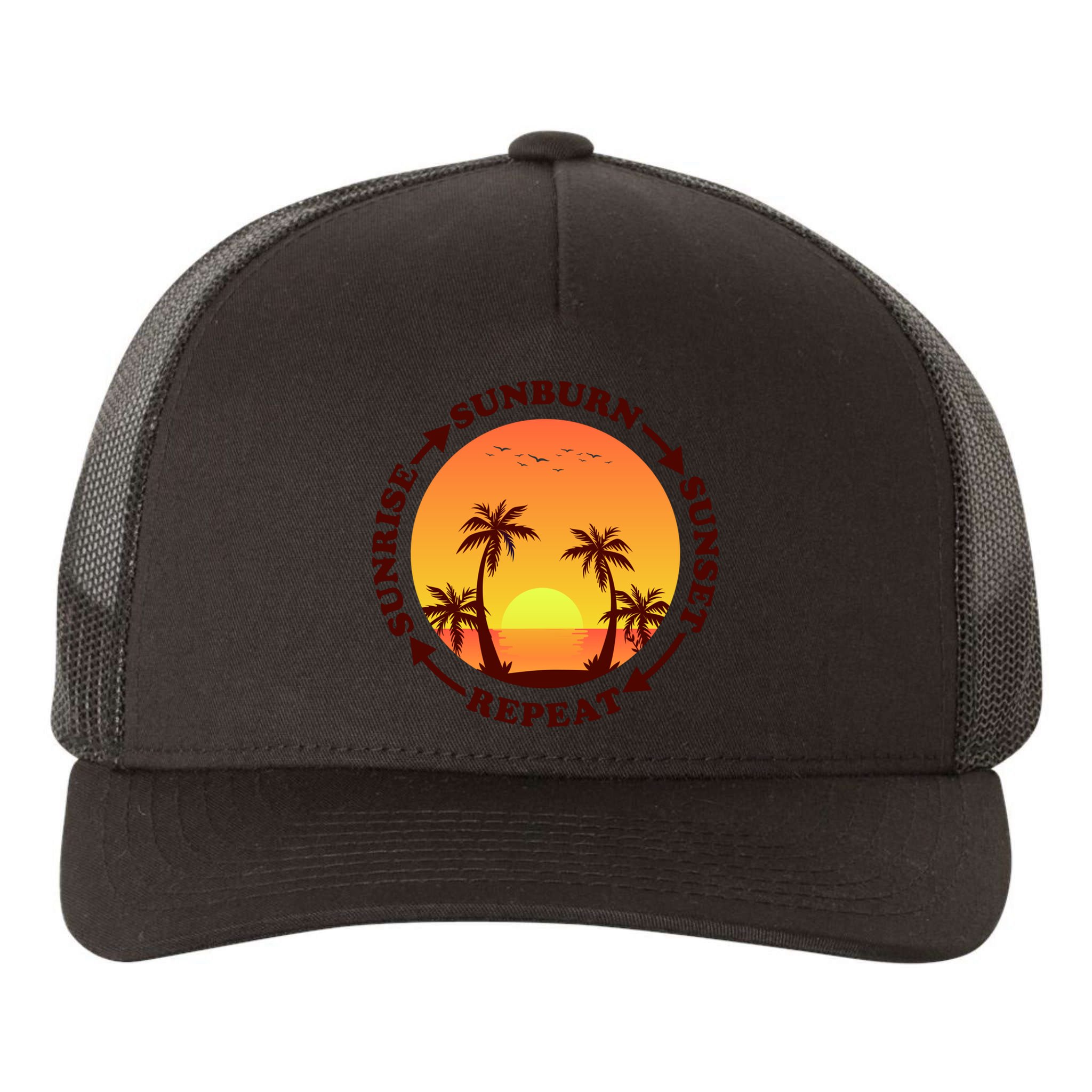 Sunrise Sunburn Sunset Repeat Gift Yupoong Adult 5-Panel Trucker Hat