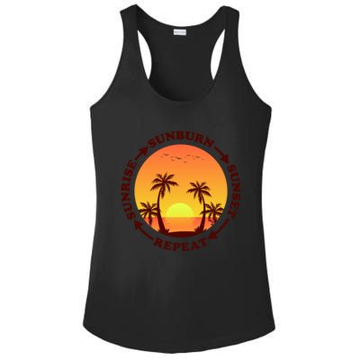 Sunrise Sunburn Sunset Repeat Gift Ladies PosiCharge Competitor Racerback Tank