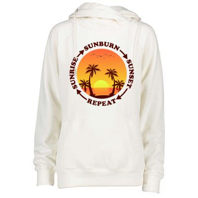 Sunrise Sunburn Sunset Repeat Gift Womens Funnel Neck Pullover Hood