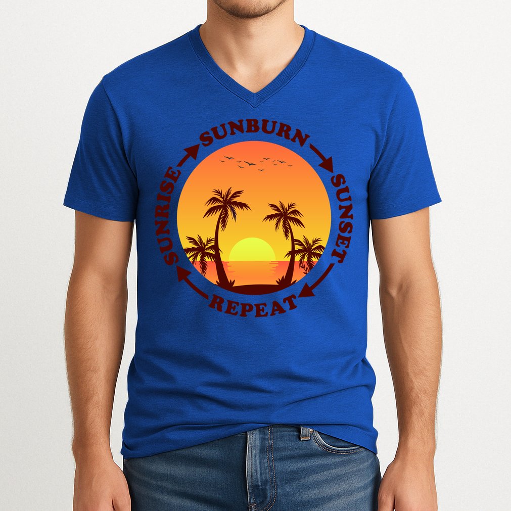 Sunrise Sunburn Sunset Repeat Gift V-Neck T-Shirt