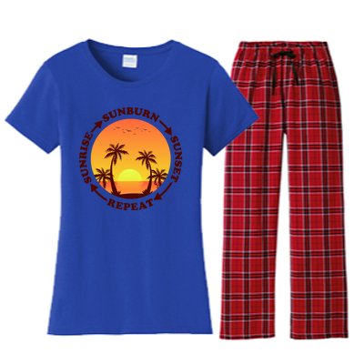 Sunrise Sunburn Sunset Repeat Gift Women's Flannel Pajama Set