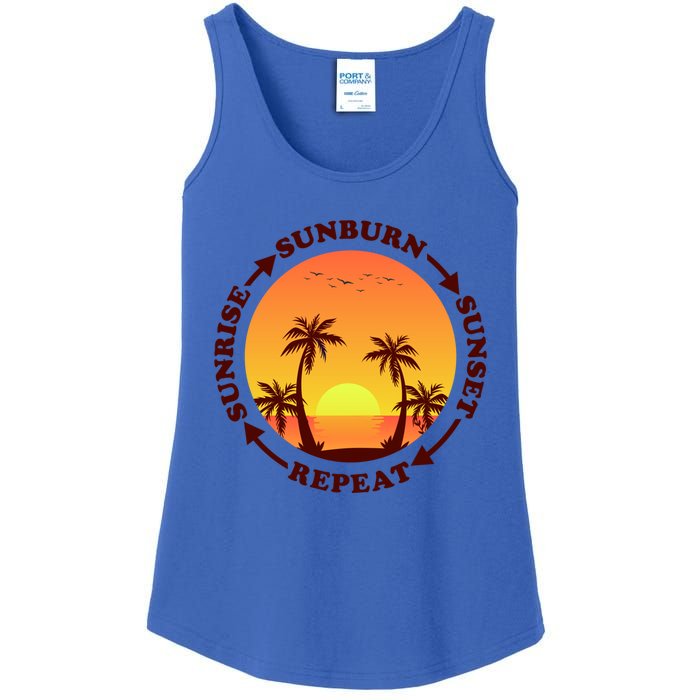 Sunrise Sunburn Sunset Repeat Gift Ladies Essential Tank