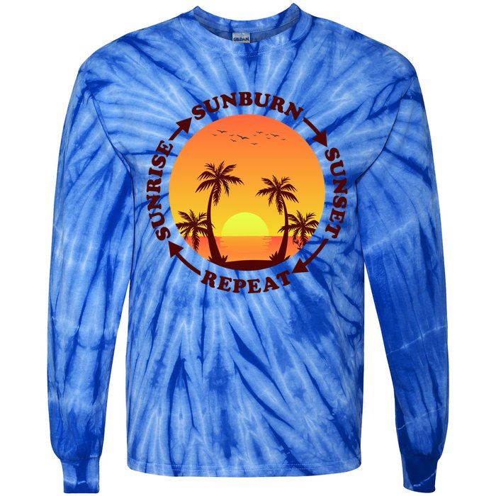 Sunrise Sunburn Sunset Repeat Gift Tie-Dye Long Sleeve Shirt