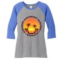 Sunrise Sunburn Sunset Repeat Gift Women's Tri-Blend 3/4-Sleeve Raglan Shirt