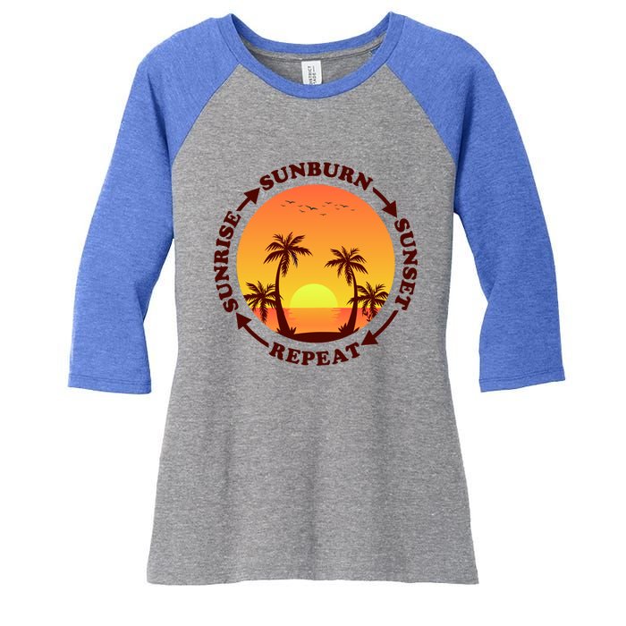 Sunrise Sunburn Sunset Repeat Gift Women's Tri-Blend 3/4-Sleeve Raglan Shirt