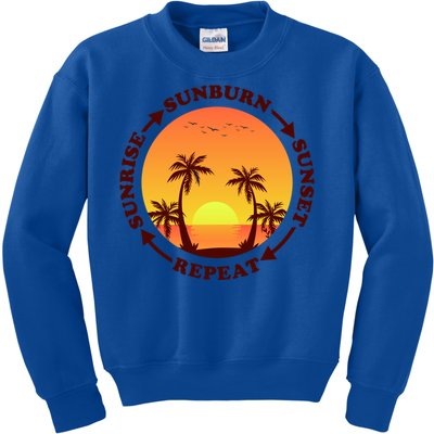 Sunrise Sunburn Sunset Repeat Gift Kids Sweatshirt