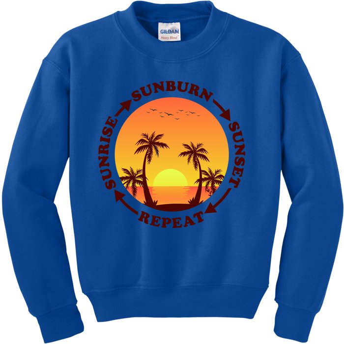 Sunrise Sunburn Sunset Repeat Gift Kids Sweatshirt