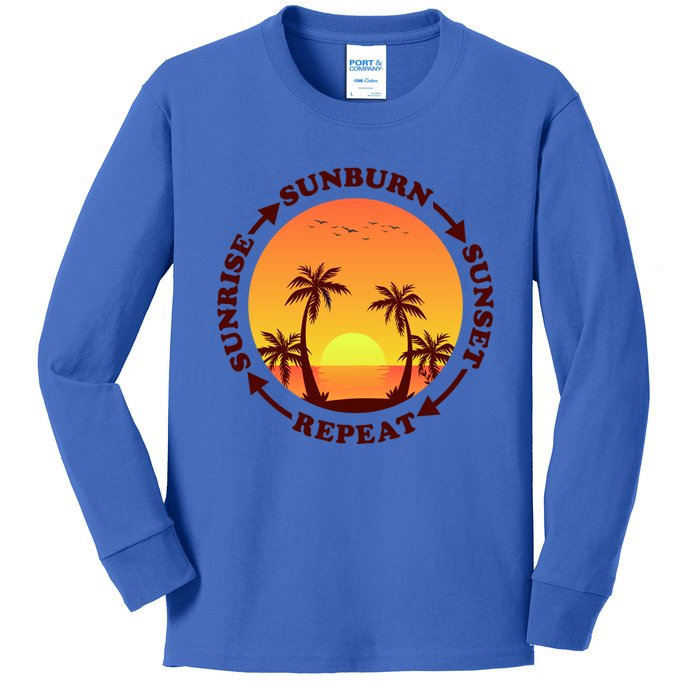 Sunrise Sunburn Sunset Repeat Gift Kids Long Sleeve Shirt