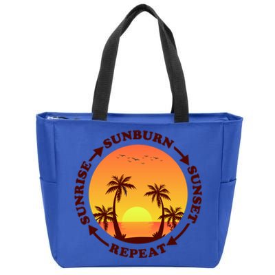 Sunrise Sunburn Sunset Repeat Gift Zip Tote Bag