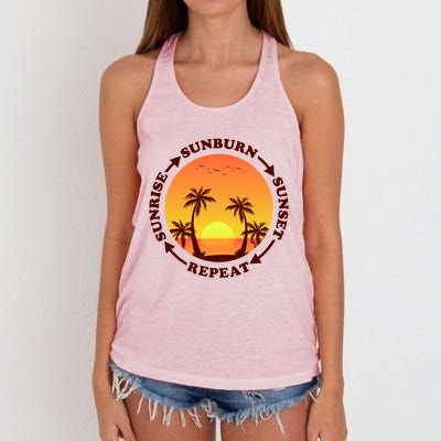 Sunrise Sunburn Sunset Repeat Gift Women's Knotted Racerback Tank