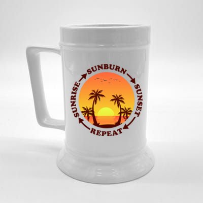 Sunrise Sunburn Sunset Repeat Gift Beer Stein