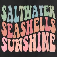 Saltwater Seashells Sunshine Retro Groovy Summer 7 Panel Mesh Trucker Snapback Hat