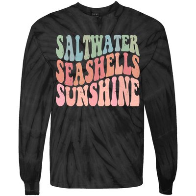 Saltwater Seashells Sunshine Retro Groovy Summer Tie-Dye Long Sleeve Shirt