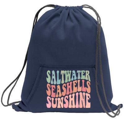 Saltwater Seashells Sunshine Retro Groovy Summer Sweatshirt Cinch Pack Bag