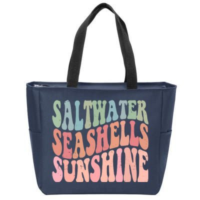 Saltwater Seashells Sunshine Retro Groovy Summer Zip Tote Bag