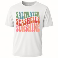 Saltwater Seashells Sunshine Retro Groovy Summer Cooling Performance Crew T-Shirt