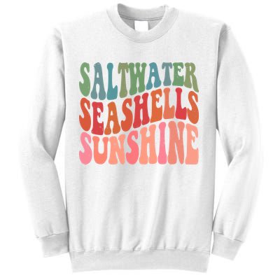 Saltwater Seashells Sunshine Retro Groovy Summer Sweatshirt