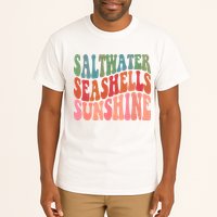 Saltwater Seashells Sunshine Retro Groovy Summer Tall T-Shirt