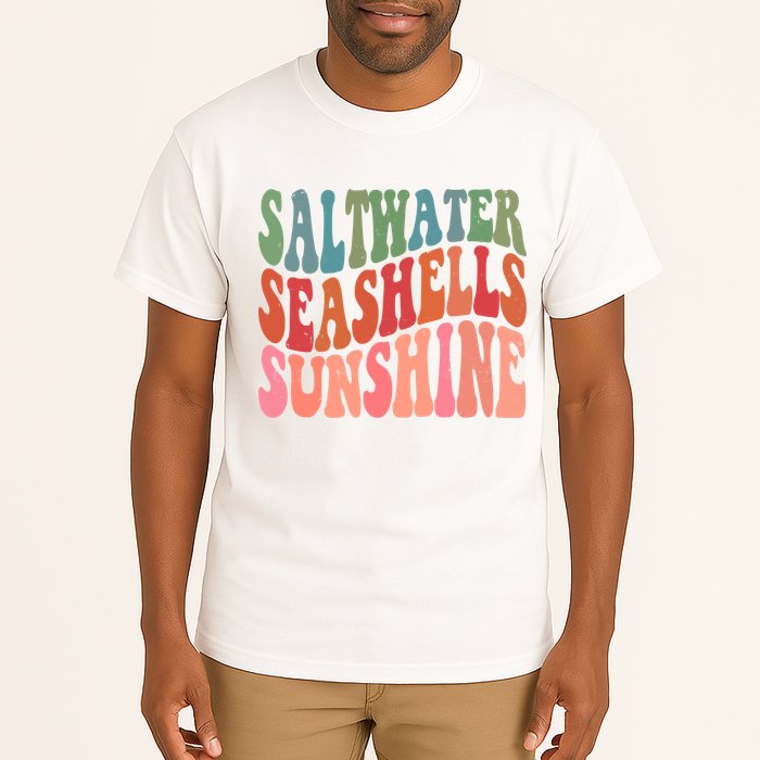 Saltwater Seashells Sunshine Retro Groovy Summer Tall T-Shirt
