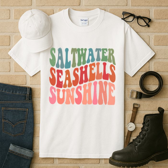 Saltwater Seashells Sunshine Retro Groovy Summer Tall T-Shirt