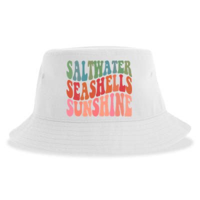 Saltwater Seashells Sunshine Retro Groovy Summer Sustainable Bucket Hat