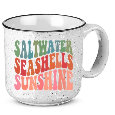 Saltwater Seashells Sunshine Retro Groovy Summer 15oz Campfire Ceramic Mug