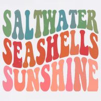 Saltwater Seashells Sunshine Retro Groovy Summer Flatbill Hat