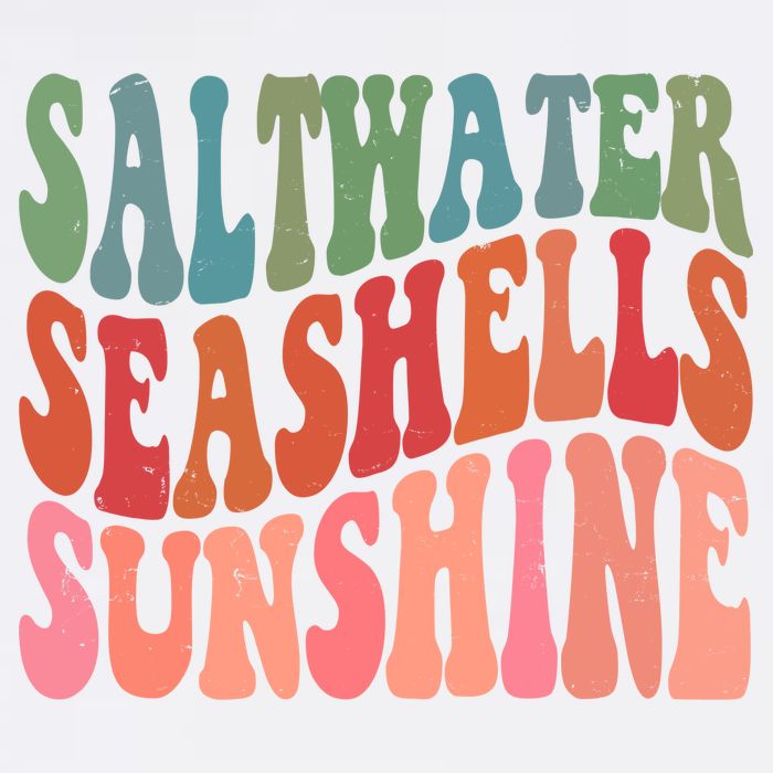 Saltwater Seashells Sunshine Retro Groovy Summer Flatbill Hat