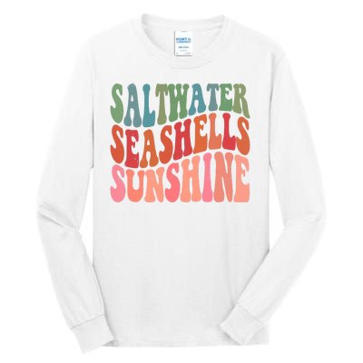 Saltwater Seashells Sunshine Retro Groovy Summer Tall Long Sleeve T-Shirt