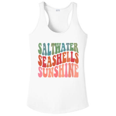 Saltwater Seashells Sunshine Retro Groovy Summer Ladies PosiCharge Competitor Racerback Tank