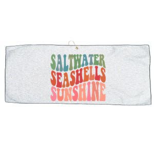 Saltwater Seashells Sunshine Retro Groovy Summer Large Microfiber Waffle Golf Towel