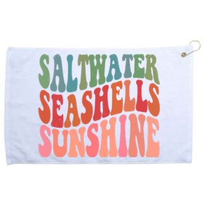 Saltwater Seashells Sunshine Retro Groovy Summer Grommeted Golf Towel