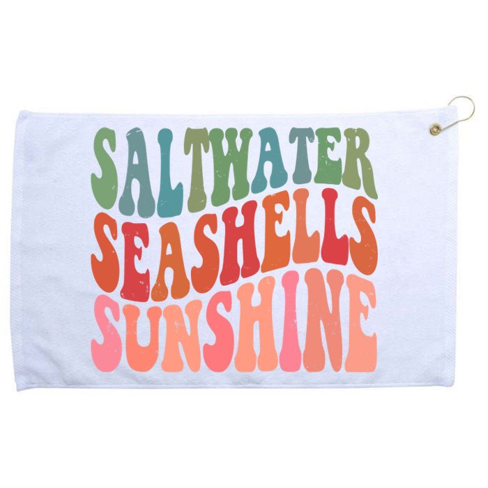 Saltwater Seashells Sunshine Retro Groovy Summer Grommeted Golf Towel