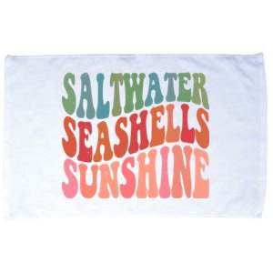 Saltwater Seashells Sunshine Retro Groovy Summer Microfiber Hand Towel