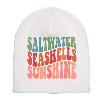 Saltwater Seashells Sunshine Retro Groovy Summer Short Acrylic Beanie