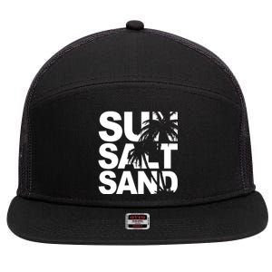 Sun Salt Sand Summer Palm Tree 7 Panel Mesh Trucker Snapback Hat