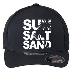 Sun Salt Sand Summer Palm Tree Flexfit Unipanel Trucker Cap